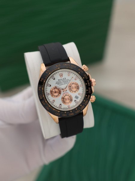 ساعة رولكس رجالي جلد (ساعة + علبة فخمة