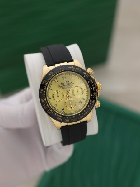 ساعة رولكس رجالي جلد (ساعة + علبة فخمة