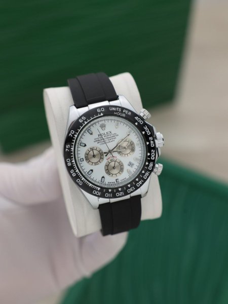 ساعة رولكس رجالي جلد (ساعة + علبة فخمة