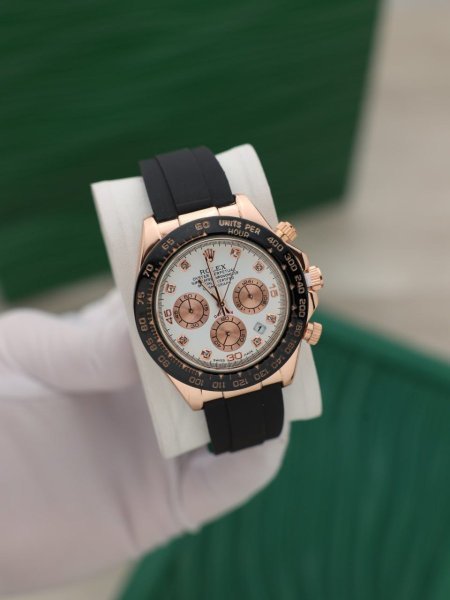 ساعة رولكس رجالي جلد (ساعة + علبة فخمة