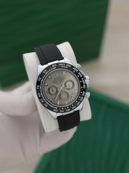 ساعة رولكس رجالي جلد (ساعة + علبة فخمة