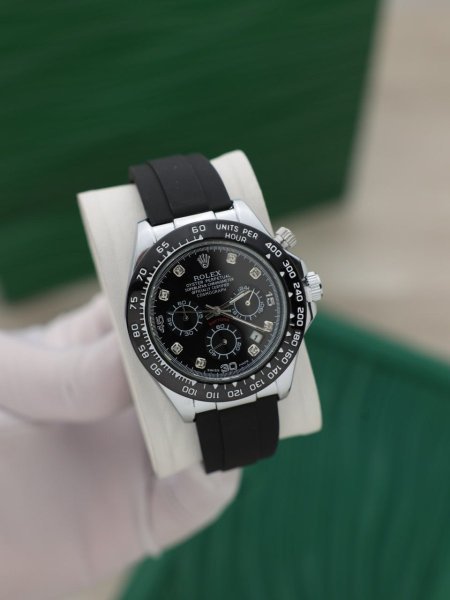 ساعة رولكس رجالي جلد (ساعة + علبة فخمة