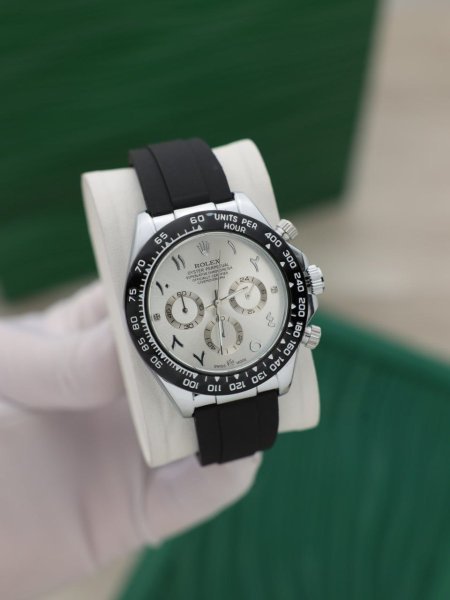 ساعة رولكس رجالي جلد (ساعة + علبة فخمة