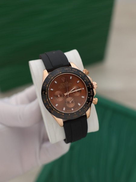 ساعة رولكس رجالي جلد (ساعة + علبة فخمة