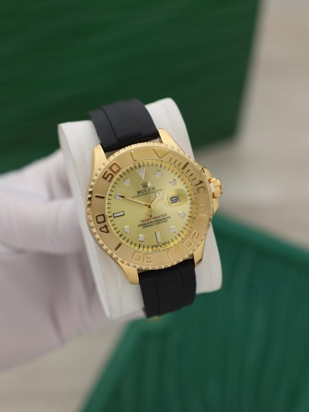 ساعة رولكس رجالي جلد (ساعة + علبة فخمة