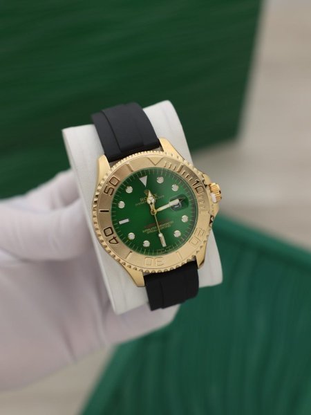 ساعة رولكس رجالي جلد (ساعة + علبة فخمة