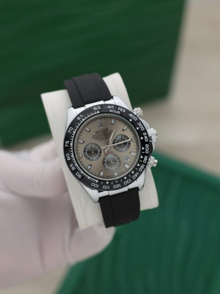 ساعة رولكس رجالي جلد (ساعة + علبة فخمة