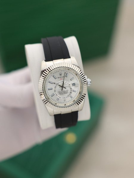 ساعة رولكس رجالي جلد (ساعة + علبة فخمة