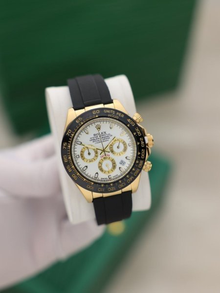 ساعة رولكس رجالي جلد (ساعة + علبة فخمة