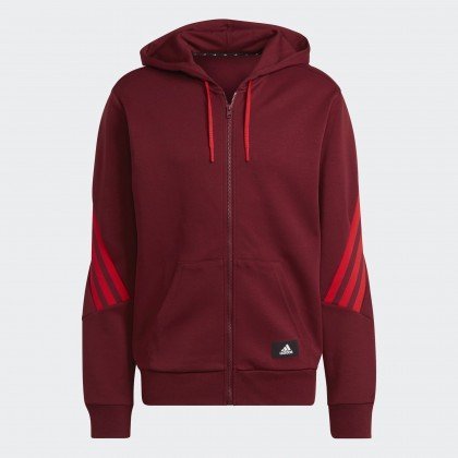 هودي اديداس فيوتشر ايكون ثلاث خطوط للرجال لون أحمر-adidas Mens' Future Icons 3-Stripes Full-Zip Hoodie - Red