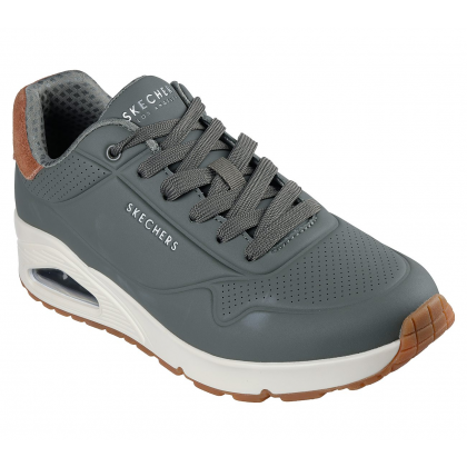 Skechers Men's Uno - Suited On Air Shoes - حذاء سكيتشرز أونو- سوتيود أون اير للرجال لون زيتي ونعل أبيض