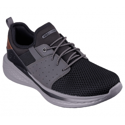 Skechers Men's Relaxed Fit: Slade - Raymar Shoes - حذاء سكيتشرز ريلاكس فيت: سلاد رايمار للرجال لون أسود ونعل رمادي